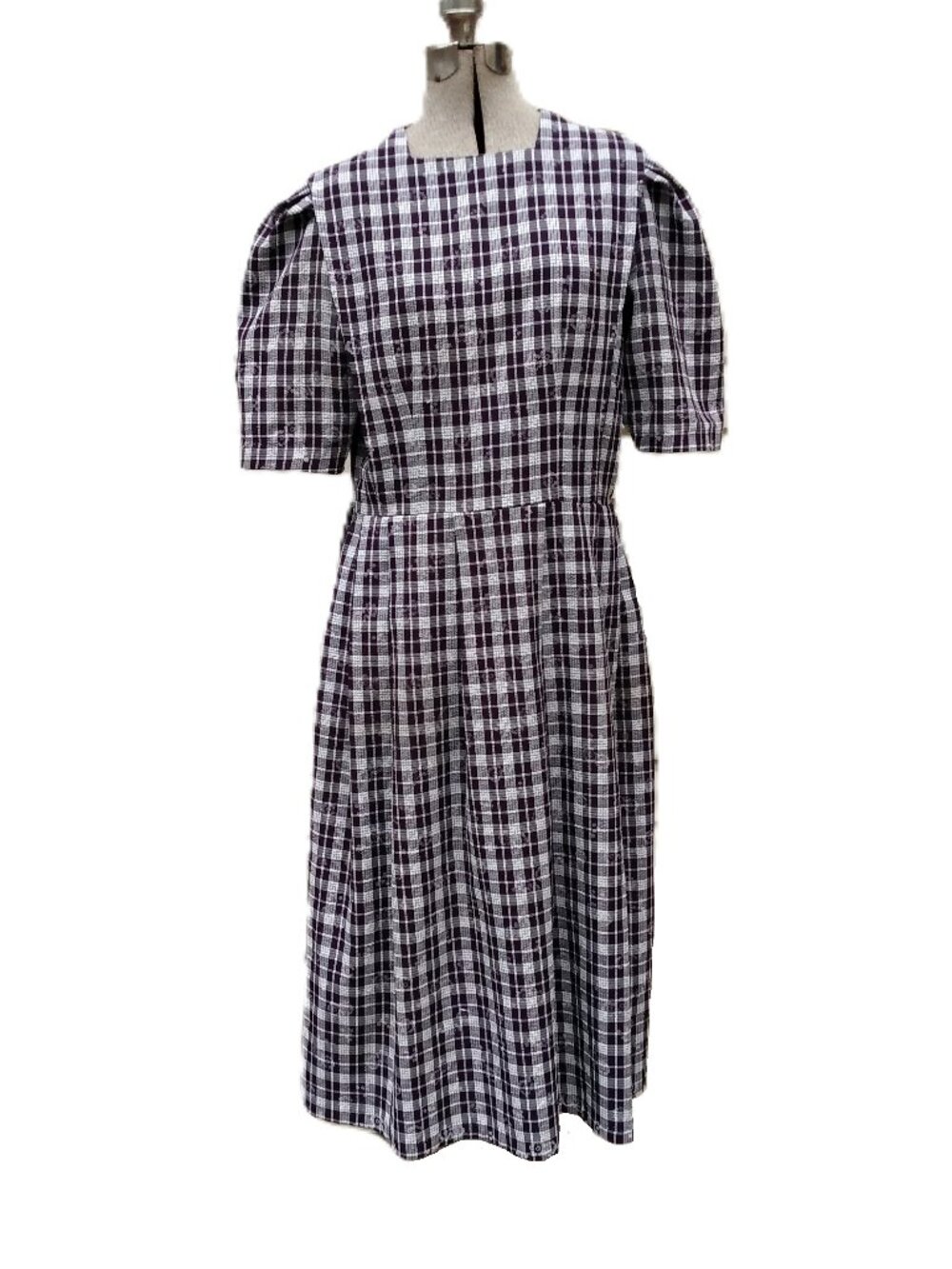 Mennonite Cape Dress Size Small Purple Plaid Floral Prairie Cottagecore Cowgirl